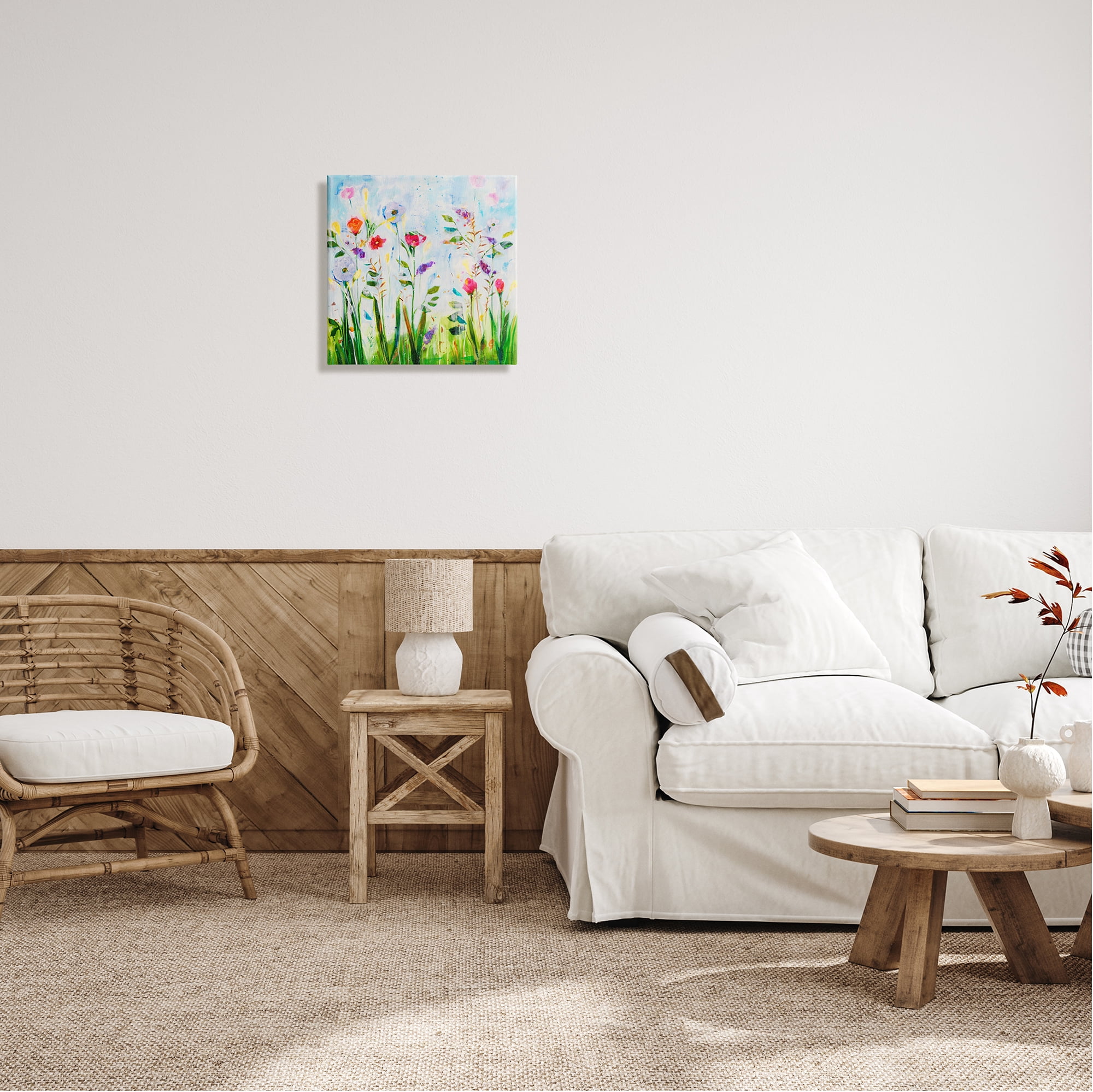 Stupell Industries Abstract Flower Meadow Botanical & Floral Painting Gallery Wrapped Canvas Print Wall Art, 17 x 17