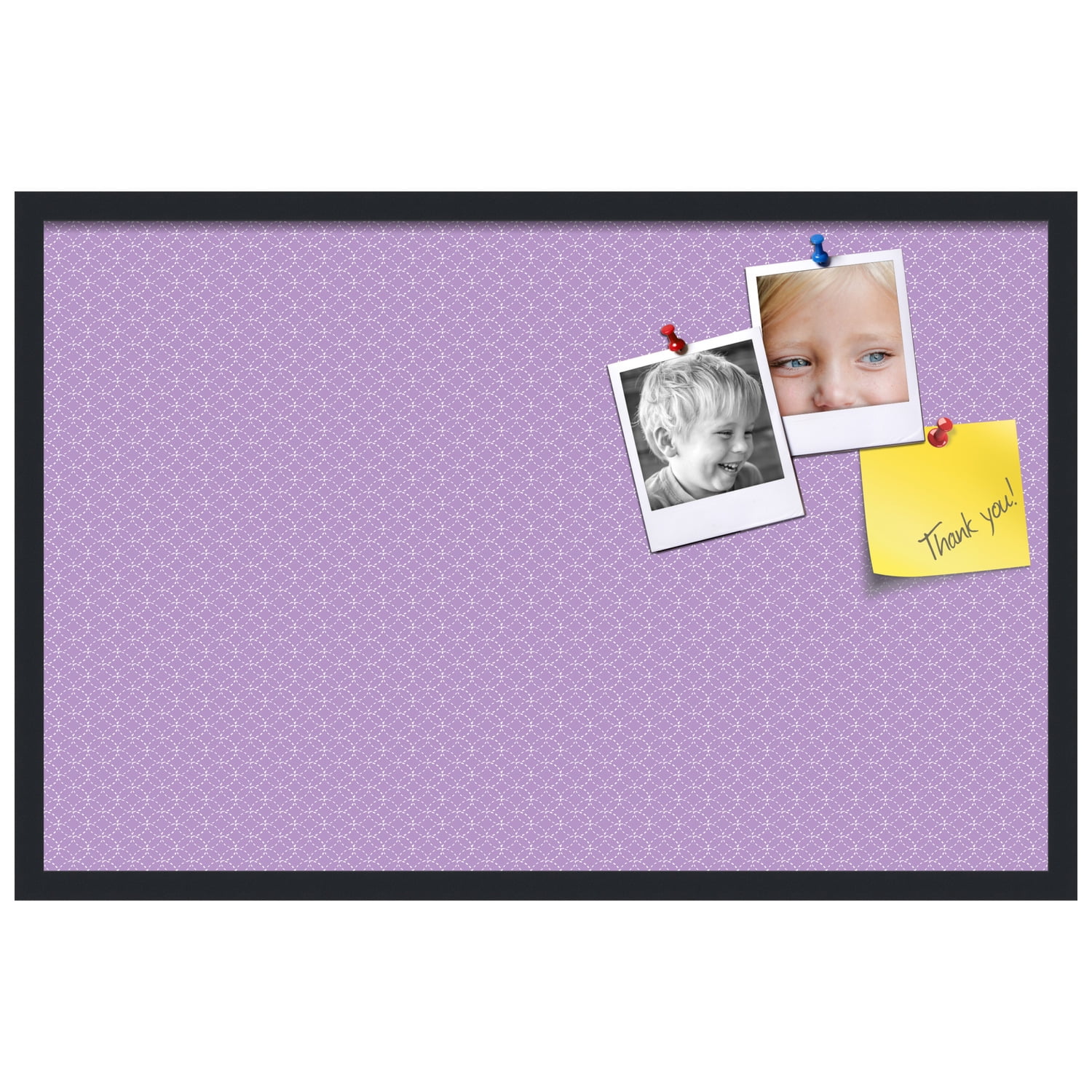 PinPix 34x22 Custom Cork Bulletin Board Purple Circles Poster Board Has a Fabric Style Canvas Finish, Framed in Purple Circles, by ArtToFrames (PinPix-493)