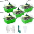 thumbnail image 3 of Pinkiou Seed Starter Kit Seed Starter Tray with Grow Light, 5 Packs Plant Starter Trays with Humidity Dome Germination Tray with 60 Cells, Reusable Plant Growing Trays Garden Starter Kit, 3 of 10
