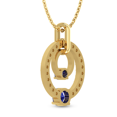 thumbnail image 3 of Round Blue Sapphire Circlet Diamond Drop Necklace Graduation Gift || Ali Baba Jewellery, 3 of 5