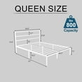 thumbnail image 2 of Queen Size White Metal Bed Frame with Headboard, Heavy Duty Sturdy Platform Bed, No Box Spring Needed, Easy Assembly, Noise-Free, Modern Style Bedroom Furniture, 2 of 7