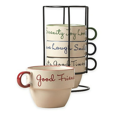 Ceramic 5 Pcs Stacking Coffee Jombo Mug Set With Rack Stand Mugs Sentiment Ceramic 5 Pcs Stacking Coffee Jombo Mug Set With Rack Stand Mugs Sentiment