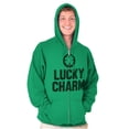 thumbnail image 3 of Saint Patricks Lucky Charm Shamrock Zip Up Hoodie Men's Women's Brisco Brands L, 3 of 6