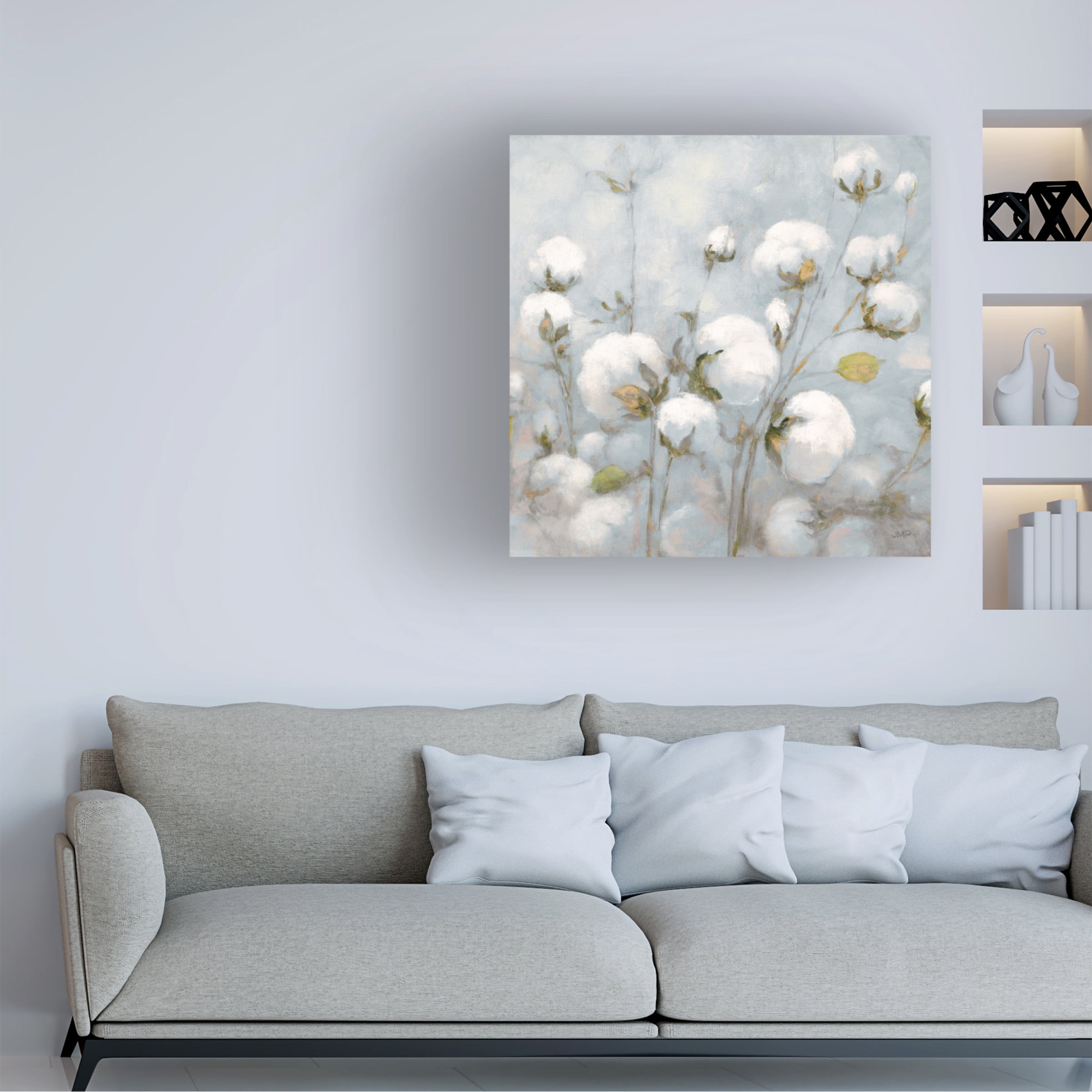 Trademark Fine Art 'Cotton Field Blue Gray Crop' Canvas Art by Julia Purinton