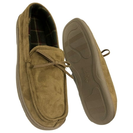 Stafford Mens Slippers Taupe Brown Memory Foam Loafers House Shoes XL (11-12)