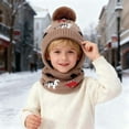 thumbnail image 2 of Kids Hats and Gloves Unisex Toddler Winter Warm Knitted Cap and Lined Neck Warmer Printed Soft Cold Weather Gear for Boys and Girls Khaki 2 Years-6 Years, 2 of 5