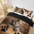 thumbnail image 3 of jejeloiu Kitten Welcome Wood Sign Duvet Cover Set Kids,Farmhouse Cat Print Bedding Full,Reversible,3 Pieces(No Comforter), 3 of 6