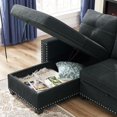 thumbnail image 5 of Anysun Sectional Sofa Couch with Pull-Out Bed and Storage Chaise - Convertible L-shaped Corner Couch for Living Room - Polyester 3 Seat Sofa Bed - Black, 5 of 10