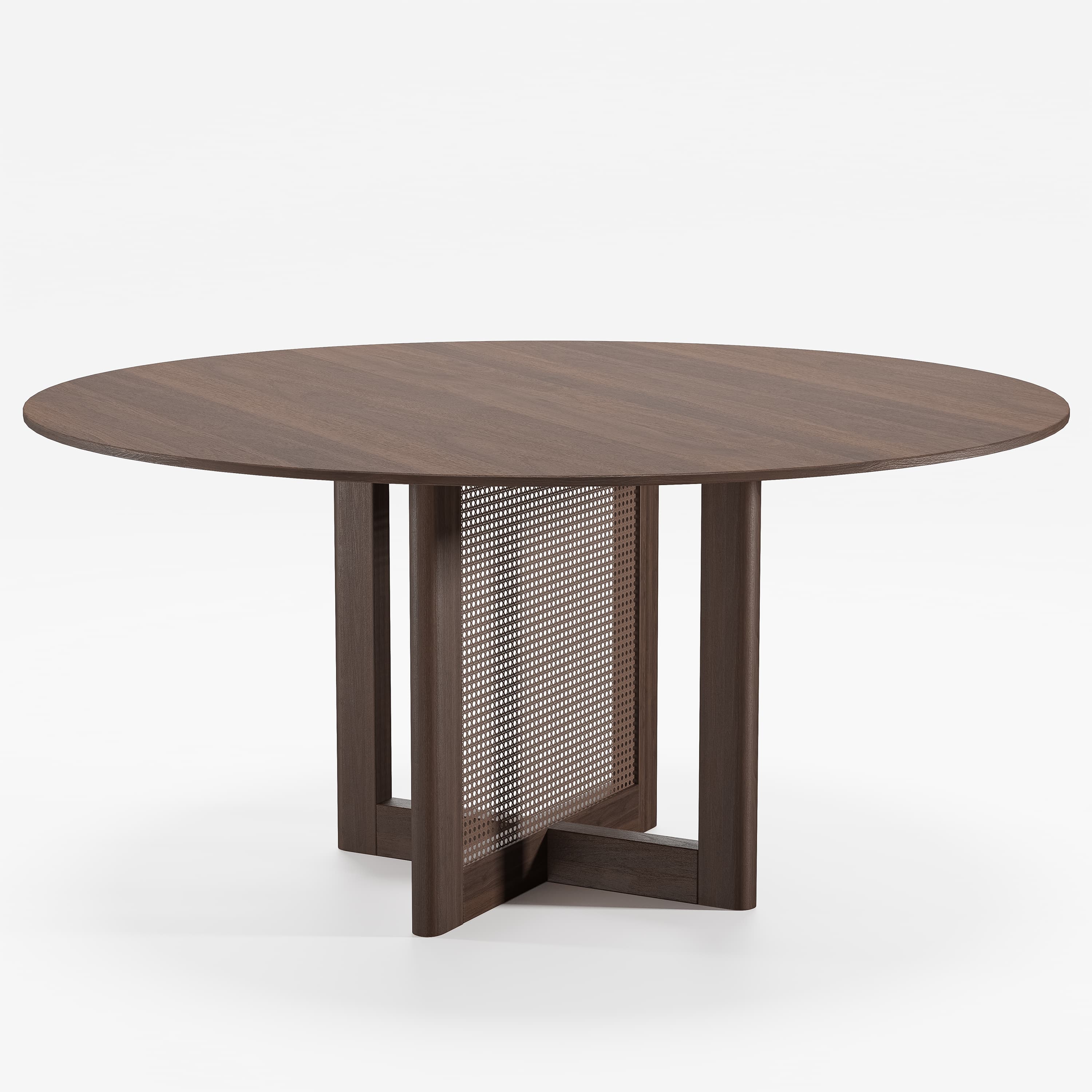 MAYEERTY 60"×60"×30" Walnut Rattan Woven Round Dining Table - Warm Tone for Cozy Dining Areas