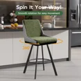thumbnail image 4 of iooHug Bar Stools Set of 4, 26" Counter Height Bar Stools, Upholstered Swivel Barstools with Backs, Loop Yarn Fabric&Pu Leather, Metal Legs for Kitchen Island, Green&Gray, 4 of 7