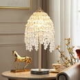 thumbnail image 5 of TICOZE 19" Crystal Table Lamp - Vintage Waterfall Design with Teardrop Grape Crystal Beads & Marble Base for Living Room, Bedroom or Office(Bulb Not Included), 5 of 9