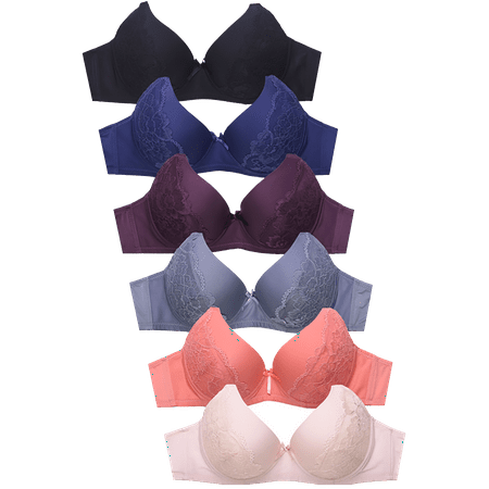 

Pack of 6 pieces Women s Wired Basic Regular Padded Everyday Bras A/B/C/D/DD 42D (4388-59LE1)