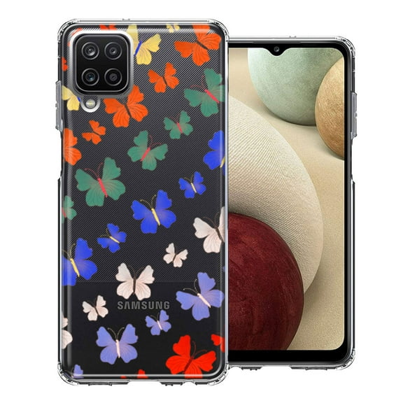 MUNDAZE For Samsung Galaxy A12 Colorful Butterflies Design Double Layer Phone Case Cover