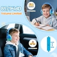 thumbnail image 6 of QearFun USB C Kids Headphones Wired with Mic, 85/94dB Safe Volume Limit, Foldable Over Ear, Tangle-Free Cord & Sharing Port, Wired On-Ear Headset for School,Tablet, Travel-Boys & Girls(blue), 6 of 7