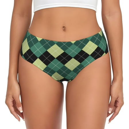 Womens Underwear  Green Squares No Show Seamless Underwear  Soft Comfy Stretch Panties  Hipster Ladies Panties Bikini Underwear Briefs