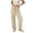 Beige, variant on Stamzod Women's Cotton Linen Pants Elastic Waist Summer Vacation Beach Pants Loose Casual Straight Leg Sweatpants for Women Black L