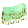 thumbnail image 3 of Women's Belly Dance Hip Scarf with Sequin Sparkly Fringe Belt Performance Skirt Hip Wrap Green One Size, 3 of 5