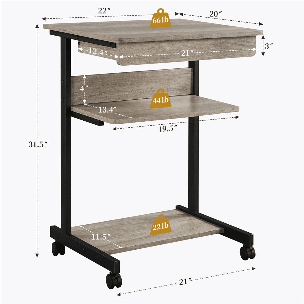 Renwick Laptop Desk Table Bedside Computer Table Student Desk , Gray