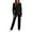 Black, variant on Women's Ribbed 2-Piece Set - Long Sleeve Pocket Top & Elastic Wide Leg Pants Black S