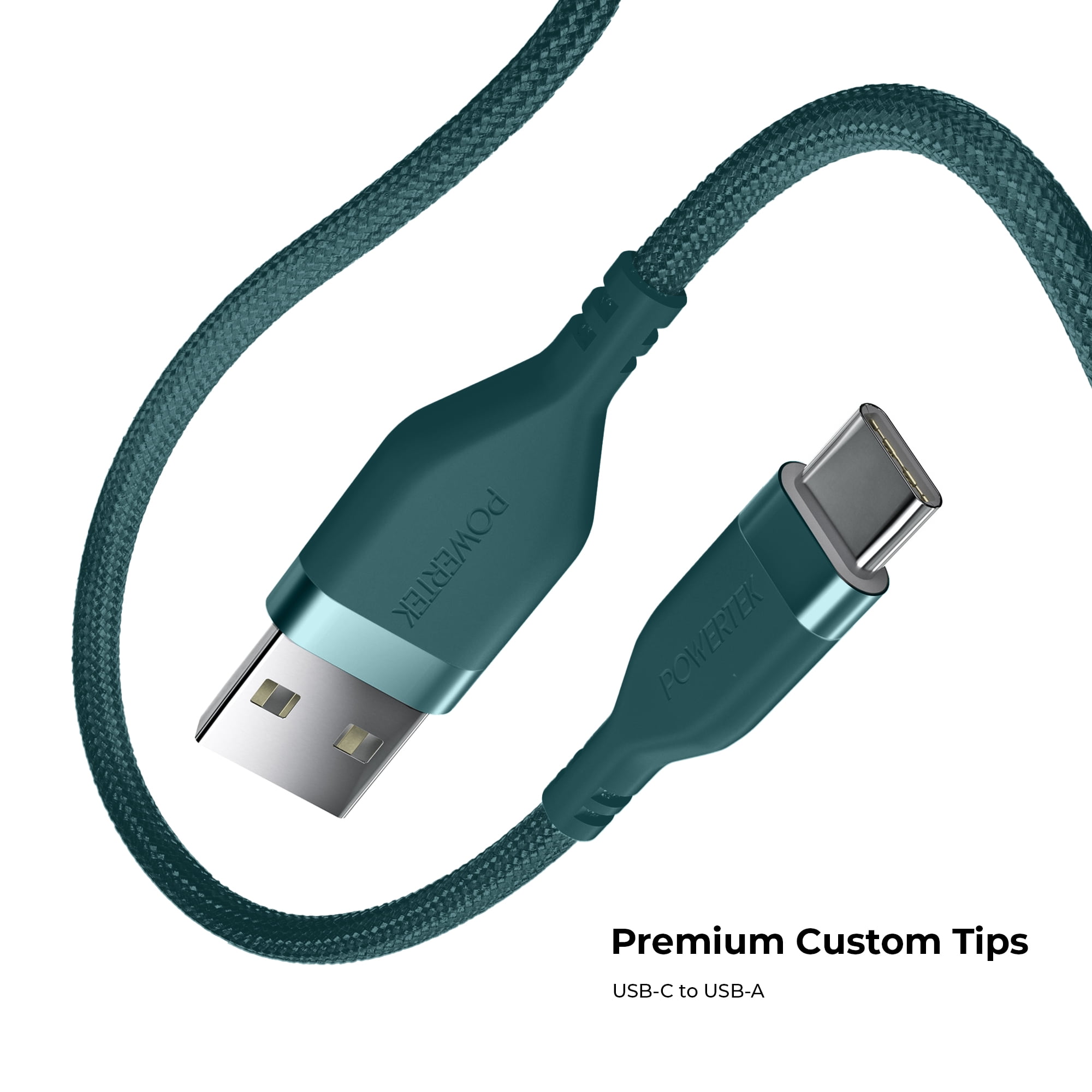 Liquipel Powertek Premium Braided USB-A to USB-C Cable - Blue