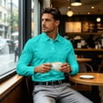 thumbnail image 4 of Fabrcox S-4XL Mens Long Sleeve Polo Shirts with Pockets Collared Work Shirt Men Office Casual Plain Classic Fit Workout Golf Shirt for Men S, 4 of 5