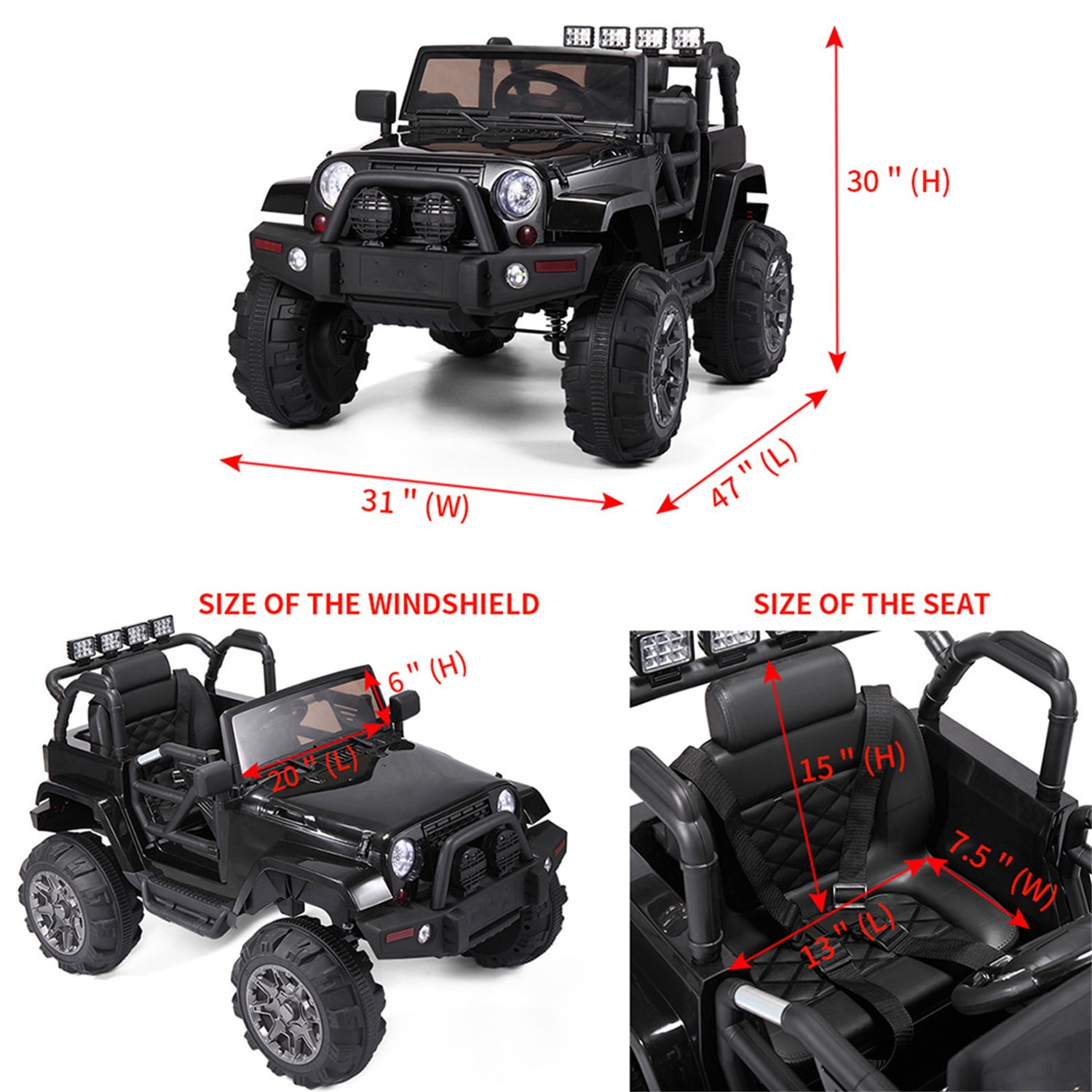 CIPACHO 12V Powered Ride on Truck, 3-Speed Remote Control Electric Vehicle with LED lights, Electric Kids Car Toy, Black