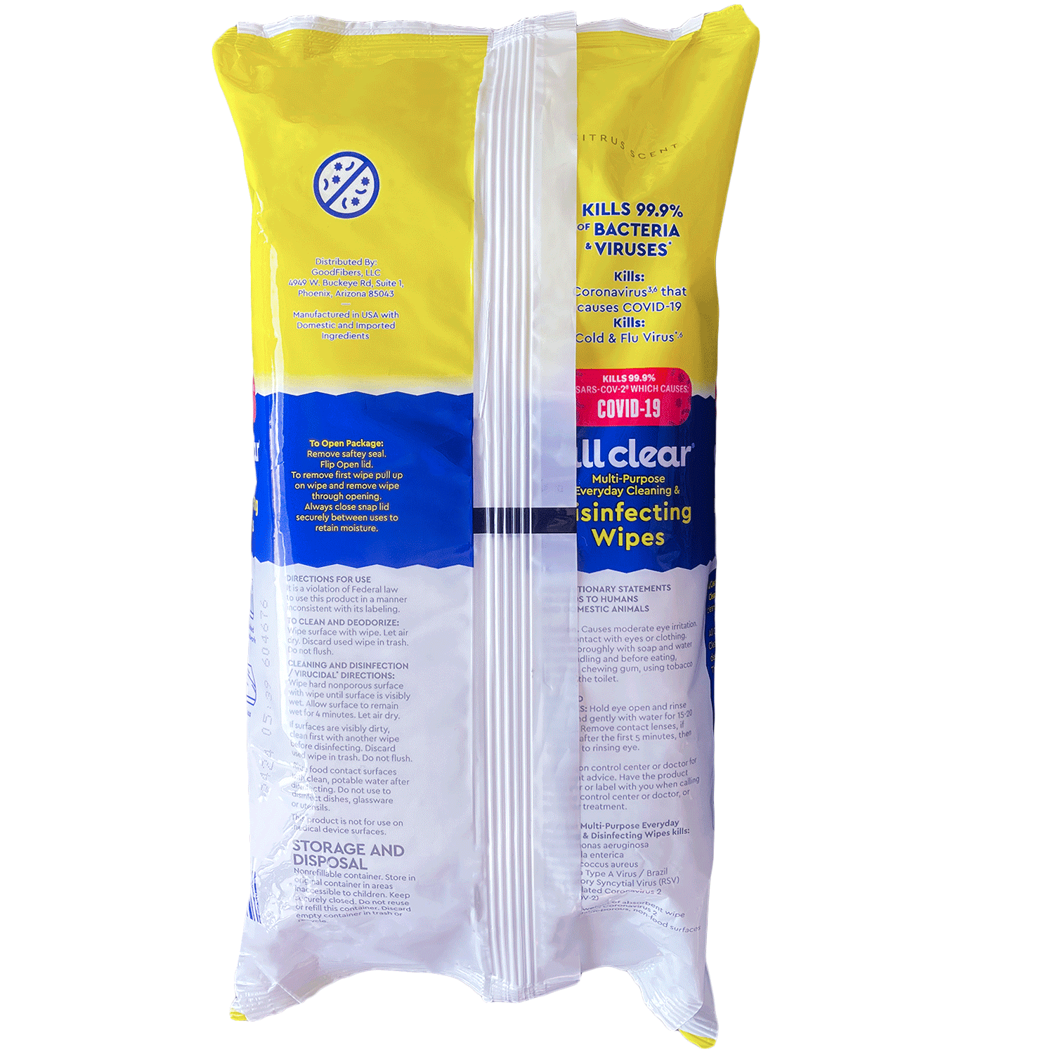 All Clear Disinfectant Cleaning Wipes, Citrus Scent, 240 Count, 3