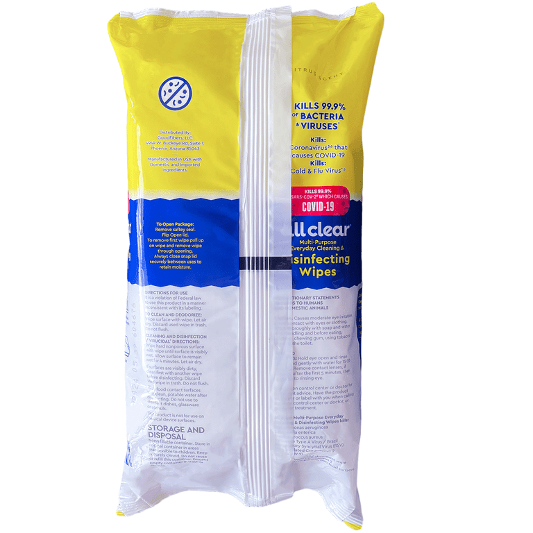 All Clear Disinfectant Cleaning Wipes, Citrus Scent, 240 Count, 3