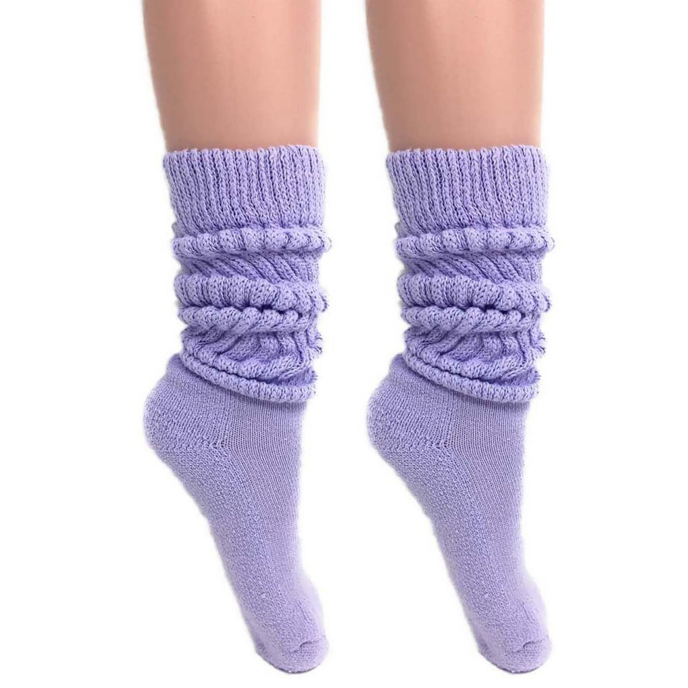 AWS/American Made Extra Long Heavy Slouch Socks Lilac 2 Pair Size 9