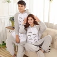 thumbnail image 2 of Pijama de franela con estampado de gato para parejas jóvenes, Pijama largo hasta el tobillo con capucha para Halloween y Navidad, 2 of 3