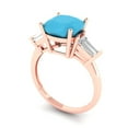 thumbnail image 2 of Clara Pucci 14K Rose Gold Solid Gold Turquoise Three-Stone Anniversary Ring for Women - 3 cttw Cushion Cut, 2 of 7