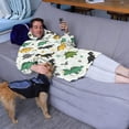thumbnail image 3 of Wearable Oversized Blanket,Multi Colored Dinosaur Assortment Pattern Wearable Blanket Hoodie for Adults,Cozy Hooded Blankets with Super Pockets,Super Warm Fuzzy Pullover for Women & Men, 3 of 6