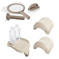 Intex PureSpa Maintenance Kit Cup Holder with Tray & Inflatable Spa Headrest (2 Pack)