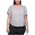 thumbnail image 1 of Calvin Klein Womens Textured Side Ruched Embellished T-Shirt, Plus Size, 1X, 1 of 1