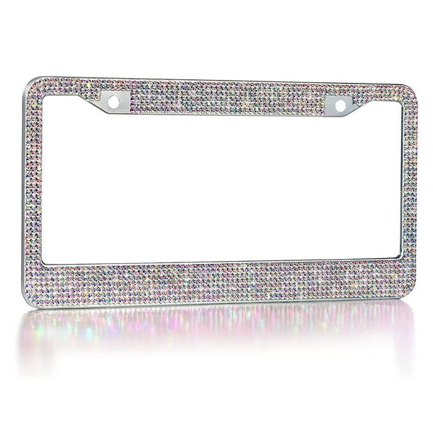 Bling Rhinestone License Plate Frames, Bedazzled Sparkly Cute Diamond Car License Plate Frame