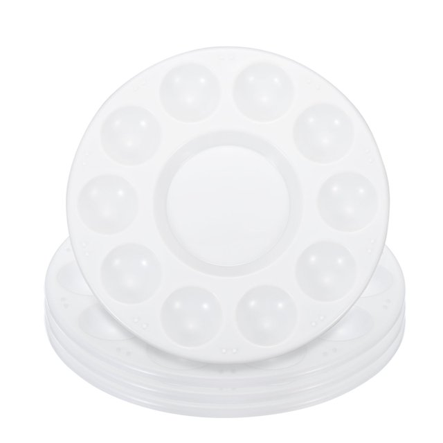 Uxcell 10 pozos bandeja de pintura paleta soporte redondo para pintura, blanca 4 paquetes