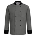thumbnail image 4 of Unisex Chef Coat Long Sleeves Sleeves Double-Breasted Kitchen Chef Uniform Dark Gray 4XL, 4 of 6
