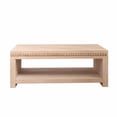 thumbnail image 4 of Modern Wood Coffee Table with Beaded Trim – 47" Rectangular Coffee Table with Open Storage Shelf, Light Natural Finish – Farmhouse & Coastal Living Room Furniture, 4 of 10