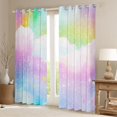 thumbnail image 2 of jejeloiu Cartoon Stars Print Curtains Pack of 2 (42x84 Each),Rainbow Galaxy Starry Sky Curtains Blackout For Girls Teens, 2 of 6