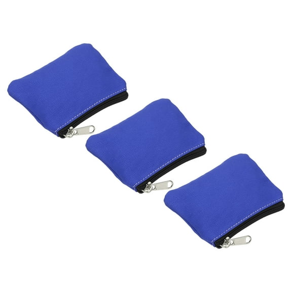 3.5" x 4.7" Coin Purse Pouch, 3 Pack Change Purses Small Organizer Bags with Zipper Canvas for Home, Blue