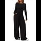 thumbnail image 3 of Conjuntos de Dos Piezas para Mujer: Camiseta Asimétrica de Larga, Pantalones Anchos y Chándal Informal. Negro XL, 3 of 8