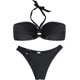 thumbnail image 1 of Trajes de baño Bandeau con Tirantes y Tirantes de Bikini con Abertura en el Frente y Anillo para Mujer Negro G Negro G Xishao ropa, 1 of 2