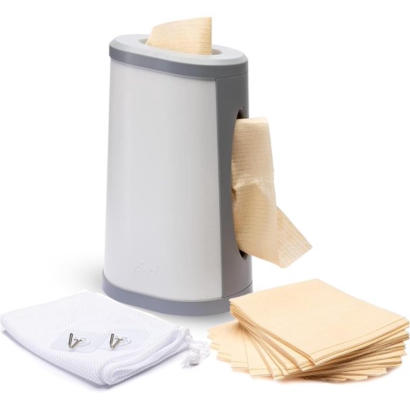 YOWEL Countertop Reusable Towel Dispenser | Includes 40-Eco Friendly Reusable Towels, 1-Mesh Bag, 2-Hooks
