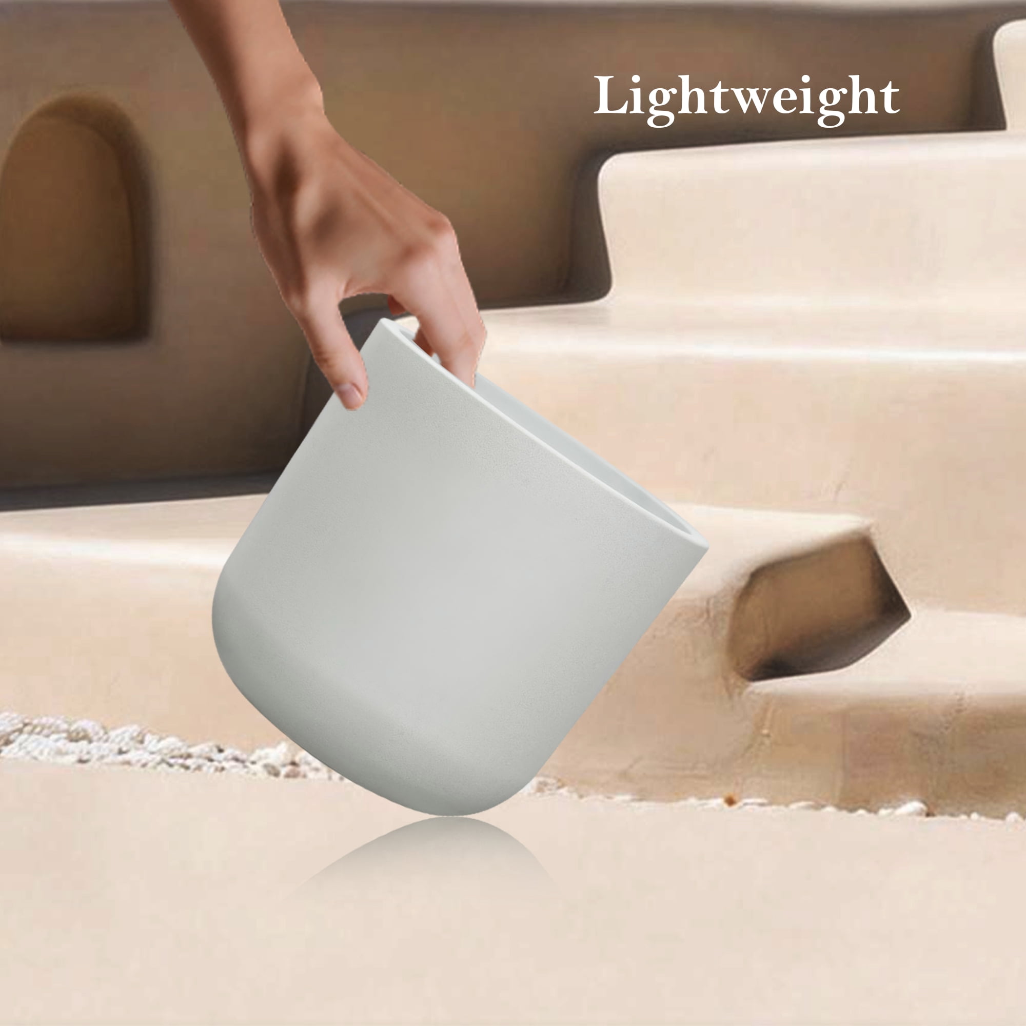 STONE LITE 11.6" x 11.6" x 11" Cylindrical White Plastic Plant Pot with Drainage