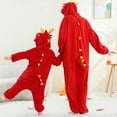 thumbnail image 6 of Pajamas for Famliy Animal Themed Onesie Sleepwear with Zipper Fuzzy Warm Winter Pjs Cozy Loungewear (F-Red Dragon for Adult), 6 of 8