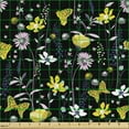 thumbnail image 2 of Ambesonne Forest Fabric by the Yard Upholstery, Butterflies Meadow Botany, 5 Yards, Charcoal Grey Pink and Yellow, 2 of 5