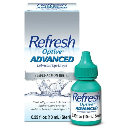 Refresh Optive Advanced Lubricant Eye Drops Preserved Tears, 1 Count, 10 mL