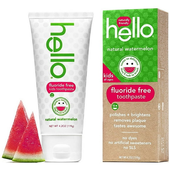 Hello Kids Fluoride Free Toothpaste, Natural Watermelon 4.20 oz (Pack of 4)