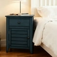 thumbnail image 3 of AENKYO Vintage Nightstand with Drawer & Cabinet – Hand-Brushed Side Table for Bedroom, Living Room, Retro Blue, 3 of 6