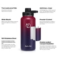 thumbnail image 4 of GEDUX 32oz Insulated Stainless Steel Water Bottle with 2 Leak Proof Lids(Spout Lid and Straw Lid) Wide Mouth Powder-Coated Water Bottle for Sports and Travel, Red Black Gradient, 4 of 6